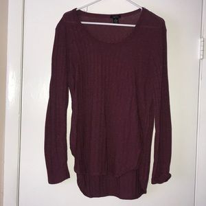 Ribbed mauve pink long sleeved top